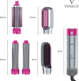 Wat vinden we goed aan de VENEUX® Airstyler Föhnborstel - Grijs/Roze