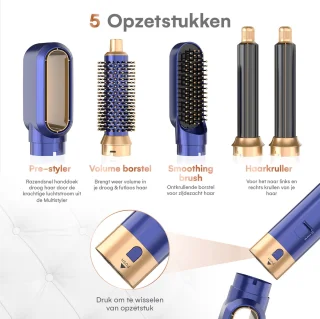 VENEUX Föhnborstel 5-in-1 Airstyler Blauw