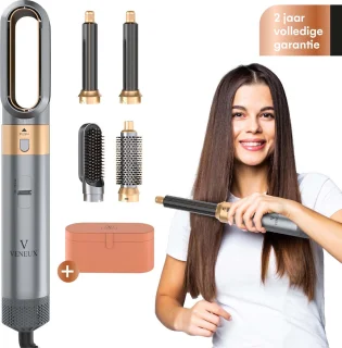 VENEUX Föhnborstel 5-in-1 Multistyler Grijs Goud