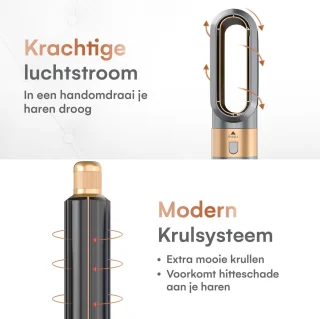 VENEUX Föhnborstel 5-in-1 Multistyler Grijs Goud