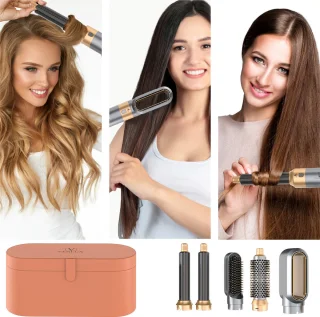 VENEUX Föhnborstel 5-in-1 Multistyler Grijs Goud