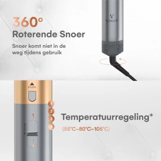 VENEUX Föhnborstel 5-in-1 Multistyler Grijs Goud