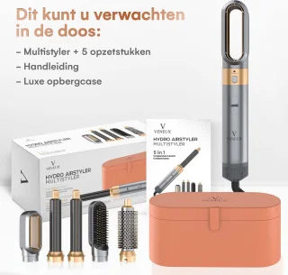 VENEUX Föhnborstel 5-in-1 Multistyler Grijs Goud