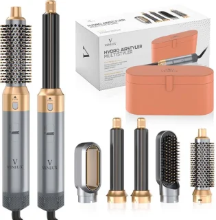 VENEUX Föhnborstel 5-in-1 Multistyler Grijs Goud