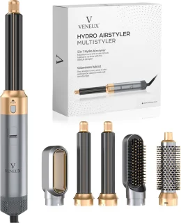 VENEUX Föhnborstel 5-in-1 Multistyler Grijs Goud