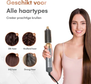 VENEUX Föhnborstel 5-in-1 Multistyler Grijs Goud