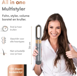 VENEUX Föhnborstel 5-in-1 Multistyler Grijs Goud
