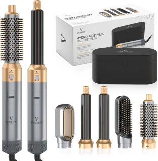 VENEUX Föhnborstel 5-in-1 Multistyler Grijs Goud