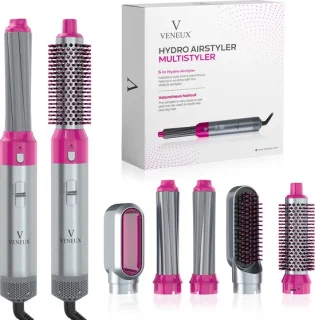 VENEUX Föhnborstel 5-in-1 Multistyler Grijs