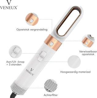 VENEUX Föhnborstel 5-in-1 Multistyler Wit
