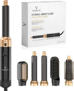 VENEUX Föhnborstel 5-in-1 Multistyler Zwart Goud