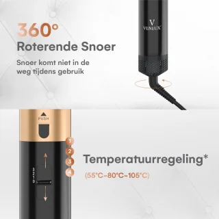 VENEUX Föhnborstel 5-in-1 Multistyler Zwart Goud