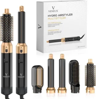 VENEUX Föhnborstel 5-in-1 Multistyler Zwart Goud