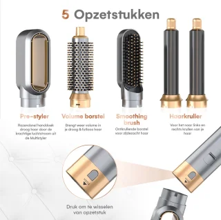 VENEUX® Föhnborstel Grijs/Goud