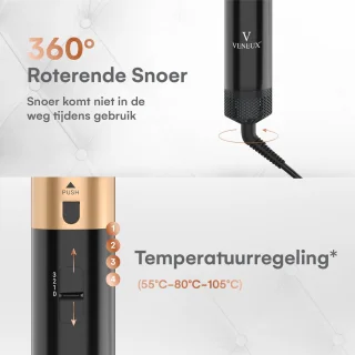 VENEUX® Föhnborstel - Zwart/Goud - 2025