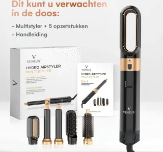 VENEUX® Föhnborstel - Zwart/Goud - 2025