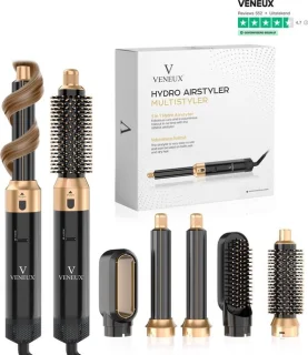 VENEUX® Föhnborstel - Zwart/Goud - 2025