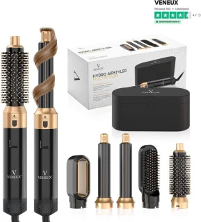 VENEUX® Föhnborstel Zwart/Goud