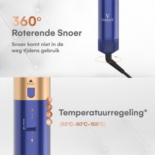 Wat vinden we goed aan de VENEUX Multistyler 5-in-1 Haarstyler Blauw/Goud