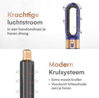 VENEUX Multistyler 5-in-1 Haarstyler Blauw/Goud