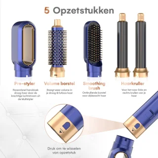 VENEUX Multistyler 5-in-1 Haarstyler Blauw/Goud