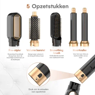 VENUEX Föhnborstel 5-in-1 Multistyler Zwart Goud