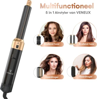 VENUEX Föhnborstel 5-in-1 Multistyler Zwart Goud