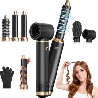 VHV 5-in-1 airstyler - Föhnborstel - Multistyler - Hairwrap krultang - Krulborstel - Zwart