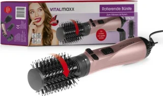 VITALmaxx stylingborstel met 3 opzetstukken antraciet/roze goud