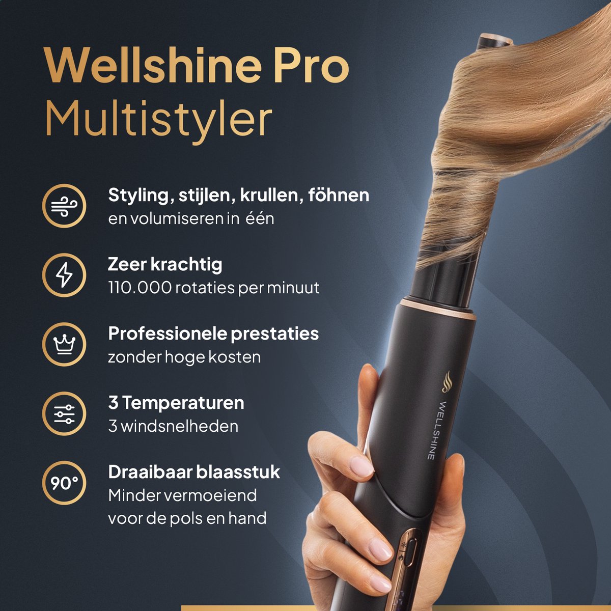 Wellshine Airstyler Pro Multistyler Roterende Fohnborstel