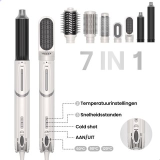 Wat vinden we goed aan de Yajaime® Airstyler Multistyler 7-in-1 Wit/Zilver