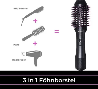 Zedar Magic Brush 3-in-1 Föhnborstel 1200W Zwart/Roze
