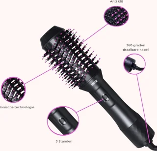 Zedar Magic Brush 3-in-1 Föhnborstel 1200W Zwart/Roze