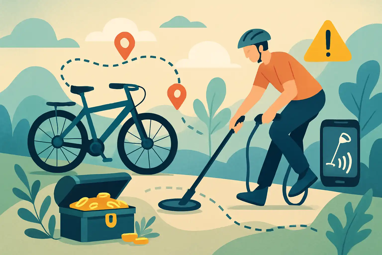 Schatzoeken op de e-bike: slimme routes, uitrusting en regels voor mobiel detecteren