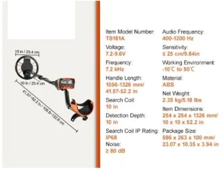 Professionele Metaaldetector - Detectieapparaat - Waterdicht - Kop 30,5cm - Onder water metaaldetector - Oranje - Pinpoint