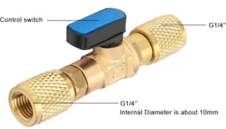 Koudemiddelkogelafsluiter messing airconditioning Koelmiddelafsluiter aansluiting op slang koelgereedschap Koelmiddel kogelkraanadapter Kogelkogelkraan aansluiting G1 / 4 ''