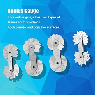 Radius Gauge Set, 4 stks Rvs Radius Fillet Gauge, R0.3-1.5 / R1-6.5 / R7-14.5 / R15-25 Externe Interne Draagbare Concave Convex Meetinstrument