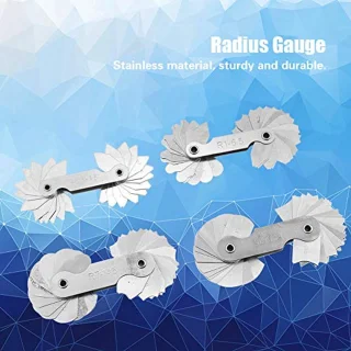 Radius Gauge Set, 4 stks Rvs Radius Fillet Gauge, R0.3-1.5 / R1-6.5 / R7-14.5 / R15-25 Externe Interne Draagbare Concave Convex Meetinstrument