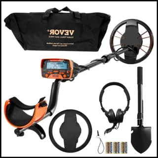 Metaaldetector volwassenen en kinderen – 10 inch waterdichte zoekspoel – LCD scherm – 7 standen – verstelbare steel 105-132 cm – aluminium frame – inclusief accessoires
