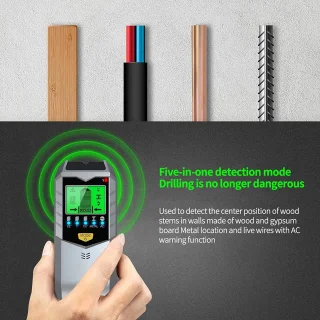 5 In 1 Elektronische Wanddetector Vinders Multifunctioneel Handheld Metaaldetector Stud Hout Vinder Elektronisch Meetinstrument - Zilver