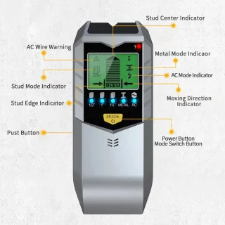 5 In 1 Elektronische Wanddetector Vinders Multifunctioneel Handheld Metaaldetector Stud Hout Vinder Elektronisch Meetinstrument - Zilver