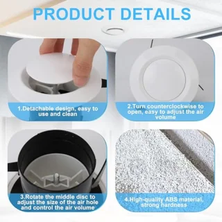 Duct Cover,Cache VMC Ceiling Conduit 70,Vmc 100 Ceiling Diffuser Exhaust Supply Valve Air Vent Anemostat Ventilation Ducting Hose Cover 75mm(75mm)