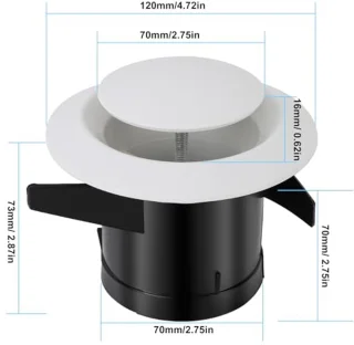 Duct Cover,Cache VMC Ceiling Conduit 70,Vmc 100 Ceiling Diffuser Exhaust Supply Valve Air Vent Anemostat Ventilation Ducting Hose Cover 75mm(75mm)