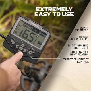 Professionele All-Terrain Pinpoint Metaaldetector met Waterdichte Spoel en Verlicht Display voor Volwassenen