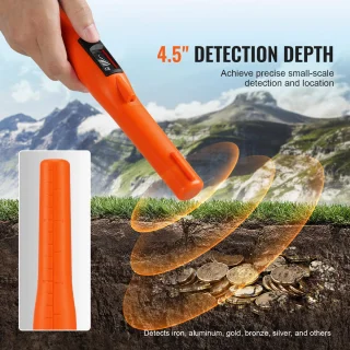 Metaaldetector Pinpointer, IP68 Waterdicht, 4,5 Inch detectiediepte, Lcd-Scherm, 3 Modi, met Holster en 9v Batterij, Ideaal voor Schatzoeken