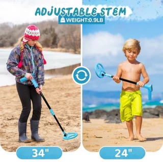 Kinderen Metaaldetector USB Oplaadbaar Verstelbaar 60-86 cm Draagbare Metaaldetector met LCD Display voor Buitenavonturen