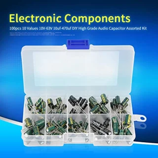 Assortiment elektrolytische condensatoren, 100 stuks 10 waarden 10V-63V 10uf-470uf Hoogwaardige audiocondensator voor de productie van audiocircuits