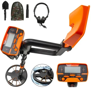 Metaaldetector met LCD scherm – Waterdichte zoekschijf – Hooggevoelig – Voor volwassenen en kinderen – 102–130 cm verstelbaar – Inclusief hoofdtelefoon en schep – Detectiediepte 16 cm – Schatzoeken en beveiliging