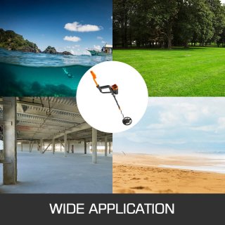 Wat vinden we goed aan de Metaaldetector met LCD scherm – Waterdichte zoekschijf – Hooggevoelig – Voor volwassenen en kinderen – 102–130 cm verstelbaar – Inclusief hoofdtelefoon en schep – Detectiediepte 16 cm – Schatzoeken en beveiliging