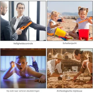 EXCITAT Metaaldetector - Draagbaar - Waterdicht - Met LED-indicator - Voor metaal- en zilverzoekopdracht - Oranje